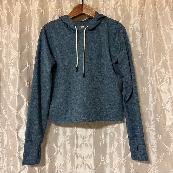 Prana Teal Blue Cropped Performance Hoodie Sweatshirt - Picture 10 of 10